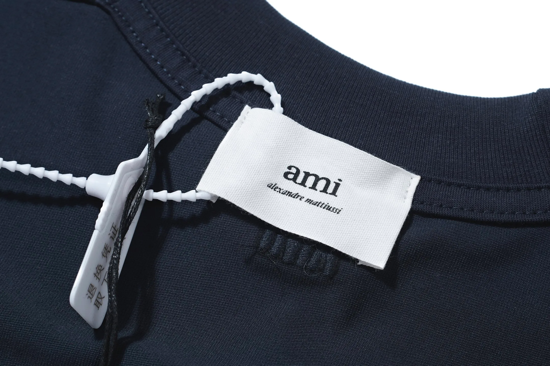 Deep Royal Blue In Stock ❤️‍🔥 A 9000#AMI minimalist style three-dimensional thick line peach heart embroidered logo short-sleeved T-shirt White Apricot Deep Royal Blue S-XL size 73 A 9000#11010020